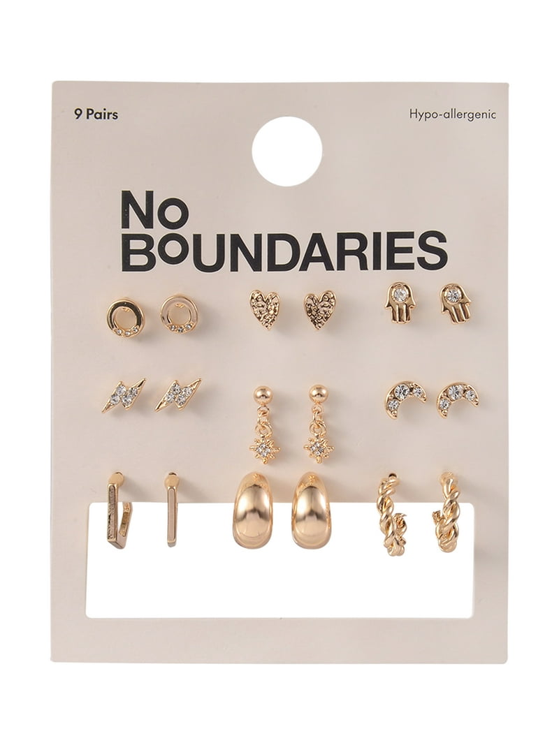 Women's Twisted Hoop Earrings & Necklace Set – Simulated Gem Accents, Gold/Silver/Rose Gold Tone, Daily & Special Occasion