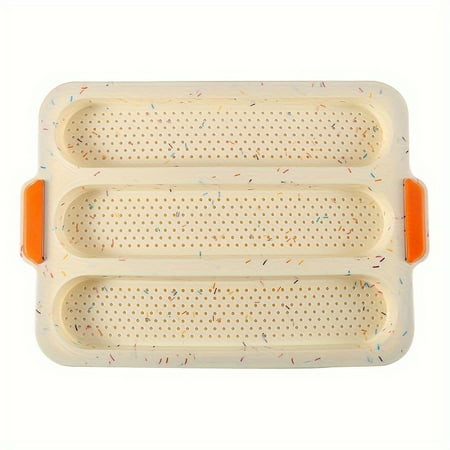 

SHZHLAIFUZB Non-Stick Perforated Silicone French Bread Baking Mold - 3 Slot Rectangle Shape Pan for Homemade Baguettes Toast and Cakes - Oven Safe Cooking Tools Ideal for Thanksgiving