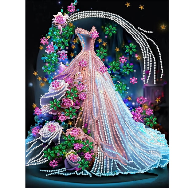Cuadros Decorativos 5D DIY Kit de pintura de diamante de taladro en forma especial parcial vestido de novia (YXC616) DQrwqpou Nuevos Originales