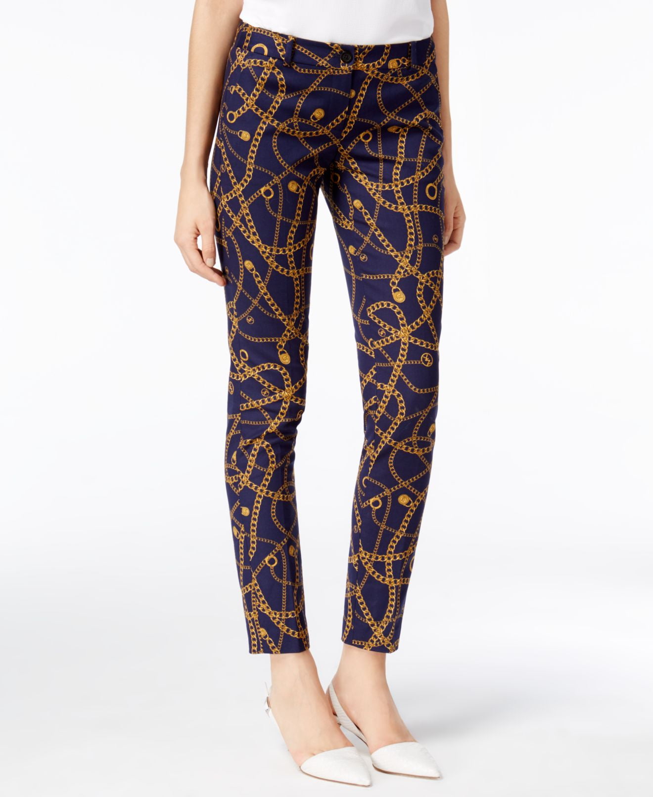 Michael Kors Michael Kors NEW Navy Blue Womens Size 2 Printed Chain