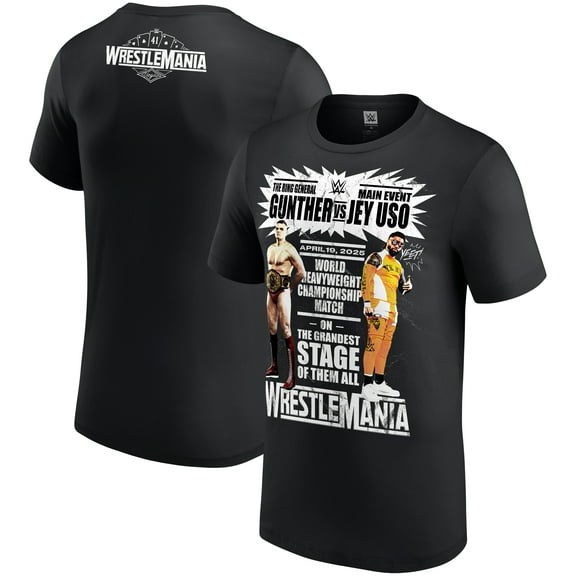 Men's Black WrestleMania 41 Jey Uso vs. Gunther Match T-Shirt