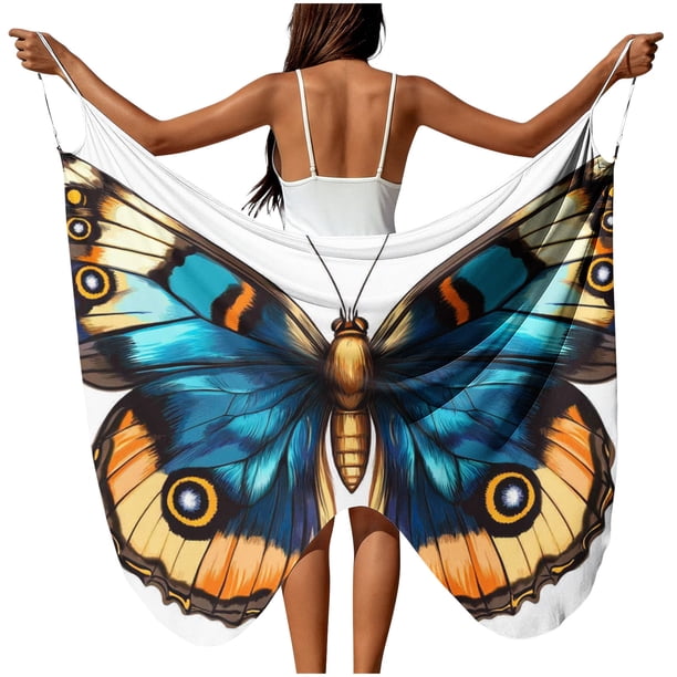TaTaai Women Fashion Solid Color Butterfly Beach Cover Up Sheer Chiffon Long Wrap Skirt with Tie Waist Lightweight Sarong for Swimwear Pool Party Vacation All Season Gift