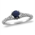 thumbnail image 1 of 14K Yellow Gold Diamond Natural Blue Sapphire Engagement Ring Round 4 mm, size 9, 1 of 1