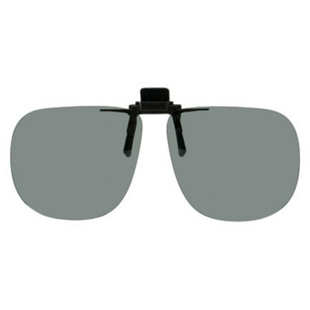 Polarized Clip-on Flip-up Plastic Sunglasses - Square - 64mm Wide X 56mm High (147mm Wide) - Polarized Grey Lenses