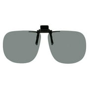 Polarized Clip-on Flip-up Plastic Sunglasses - Square - 64mm Wide X 56mm High (147mm Wide) - Polarized Grey Lenses