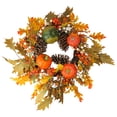 thumbnail image 2 of Northlight Fallen Leaves with Pine Cones and Pumpkins Artificial Thanksgiving Wreath, Orange 24-Inch, 2 of 6