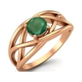 thumbnail image 2 of Mooneye 0.50 Ctw Round Emerald Crossover Shank 925 Sterling Silver Rose Vermeil Women Gift Ring, 2 of 4