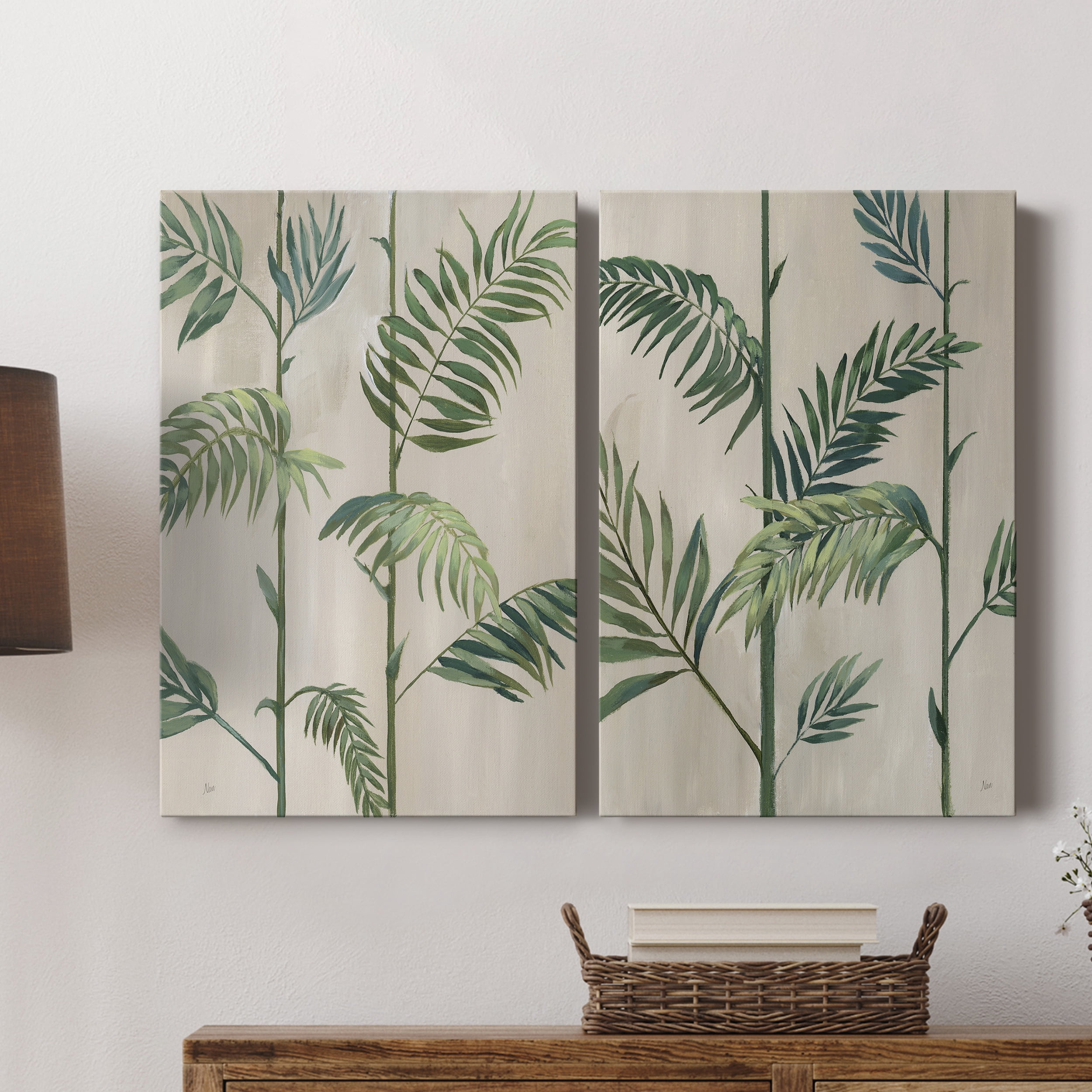 Modern Fronds II Premium Gallery Wrapped Canvas - Ready to Hang - Set of 2 - 12 x 18 Each