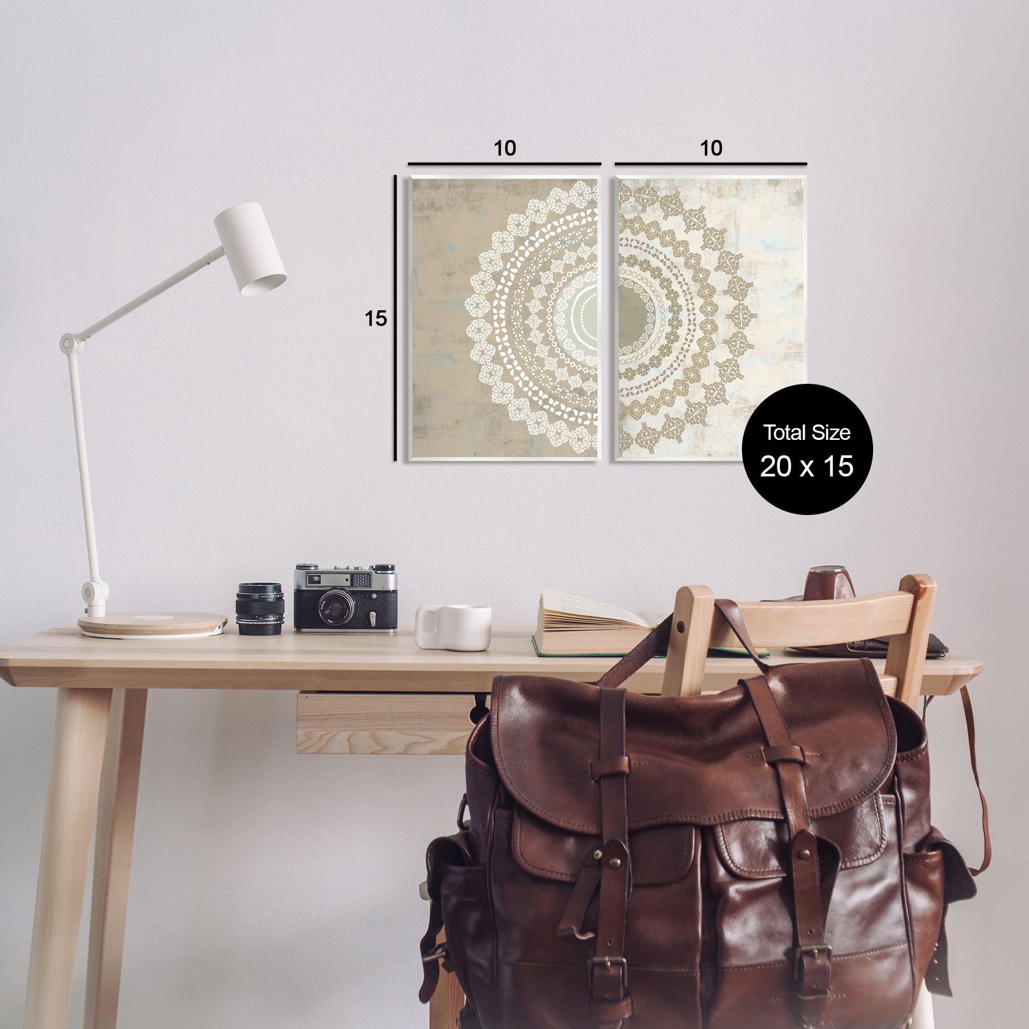 Stupell Rustic Mandala Boho Pattern Abstract Painting Wall Plaque Unframed Art Print Wall Art, Set of 2