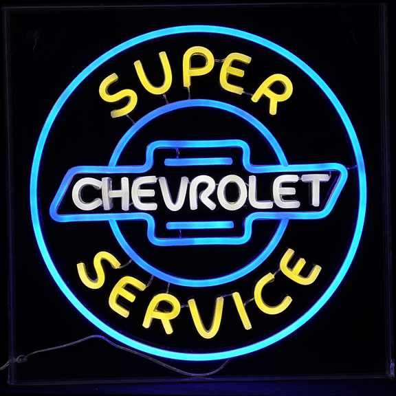 American Art Decor Licensed Chevrolet Super Service Acrylic LED Wall Decor Sign - 16" x 16"