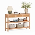 thumbnail image 5 of LAUSAINT HOME Modern Console Table, 32" Tall Natural Finish Table with 3 Drawers and Storage Shelves, 5 of 8