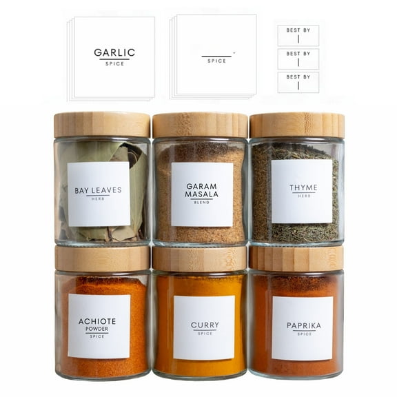Spice Labels with Global Spices, Blank Labels, Best by Labels, 360 Count