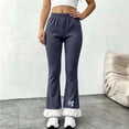 thumbnail image 3 of Ugoldhm Girl's Ribbed Knit Flare Pants Elastic Waist Ruffle Hem Bow Decor Slim Casual Bell Bottom Trousers 0-14Y, 3 of 7