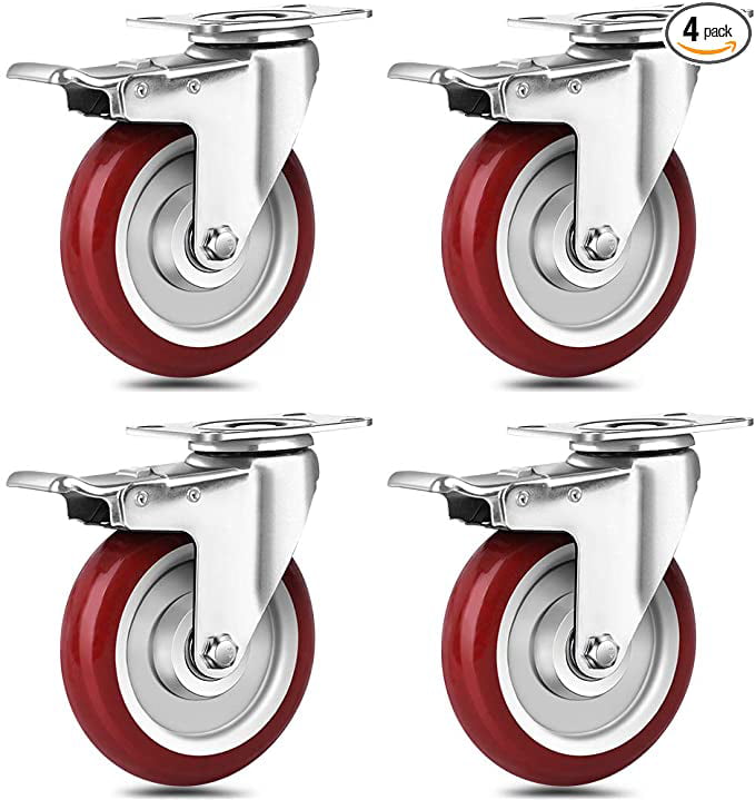 Heavy Duty Locking Casters with Brake Set of 4 Caster Wheels 1460Lbs... 
