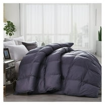 Luxurious King Size Goose Down Fiber Comforter Duvet Insert, 100% Egyptian Cotton Cover, 70 oz. Fill Weight Comforter (King, Gray Solid)