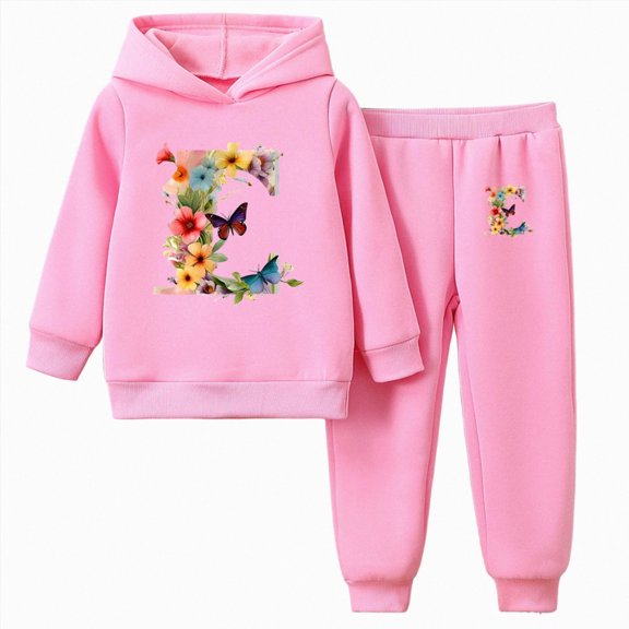 mgoYE Girls' Clothing Set Floral Print Hoodies Sweatpants 2 Piece Outfits Kids Sweatsuit Tracksuit Jogger Set