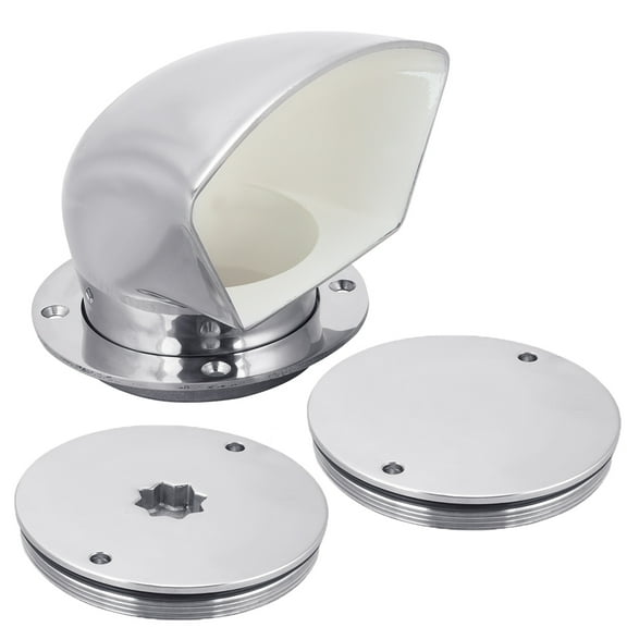 White Water White Low Profile Stainless Cowl Vent/Dorade Set (1450SK-W/6361S - Cowl Vent 3"   2-Hole Deck Plate)