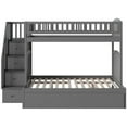 thumbnail image 3 of Bowery Hill Solid Wood Staircase Bunk Twin Over Full with Twin Trundle in Gray, 3 of 10