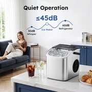 Simzlife Portable Countertop Ice Maker, 26 Lbs/24H, 9 Bullet-Shaped Ice Cubes in 6 Minutes, Self-Cleaning Ice Machine, Stainless Steel