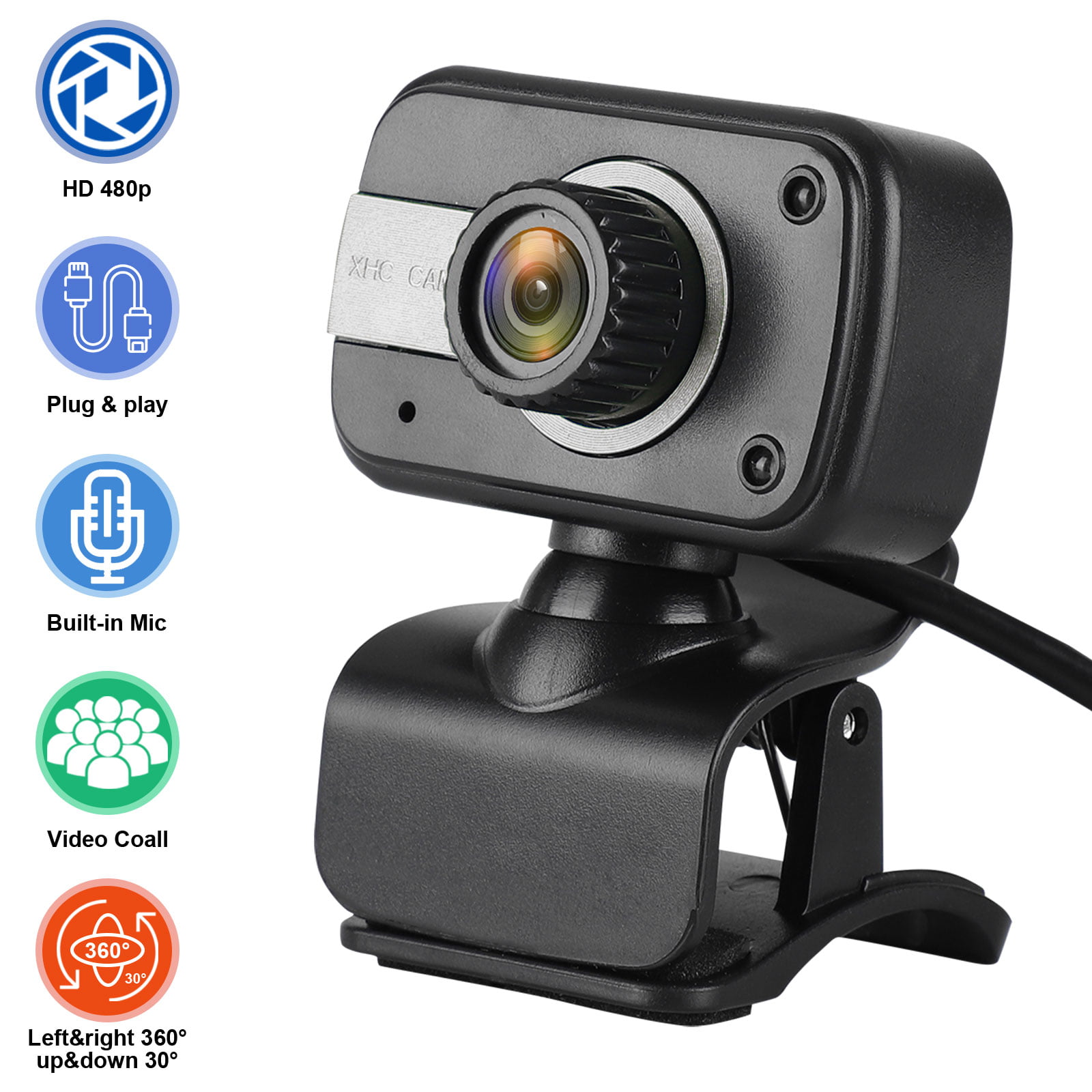 Full 1080P HD Webcam with Microphone, Computer Camera for Gaming Conferencing, Laptop Desktop Webcam, USB Face Cam fits for Mac YouTube Skype OBS, Free-Driver Installation Fast Autofocus
