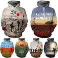 thumbnail image 2 of Sudadera con capucha para hombre y mujer con estampado 3D Lest We Forget, informal, de gran tamaño, ropa de calle, 2 of 4