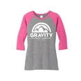 thumbnail image 1 of Gravity Outdoor Co. Chemise Raglan à Manches 3/4 pour Femmes - Logo Blanc - Fuchsia/gris - 2TG, 1 of 1