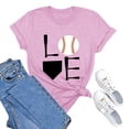 thumbnail image 4 of Tiqkatyck Womens Tops Clearance, Women's Baseball Print Loose T Shirt Short Sleeve Top, Summer Tops for Women, Long Sleeve Shirts for Women Pink, 4 of 4