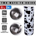 thumbnail image 5 of Cow Print Tumbler With Lid and Straw 20 oz Insulated Black Cow Tumbler Stainless Steel Cow Print Skinny Tumbler Water Bottle Coffee Cups Travel Mug Gifts for Women, 5 of 5