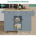 thumbnail image 4 of JESTOP Rolling Kitchen Island with 3 Drawers and 2 Cabinets, Kitchen Cart on Wheels with Drop Leaf, Wood Portable Trolley Island with Cabinet Door Storage Racks, for Dinning Room, 4 of 9