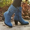 thumbnail image 4 of UTTOASFAY Clearance Shoes Women Boots,European and American Style Large Size High Heel Denim Mid-Tube Women'S Boots Rollbacks, 4 of 5
