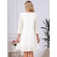 thumbnail image 5 of DARING DIVA Women's Chiffon 3/4 Sleeve Flowy Wedding Guest Dress S White, 5 of 7