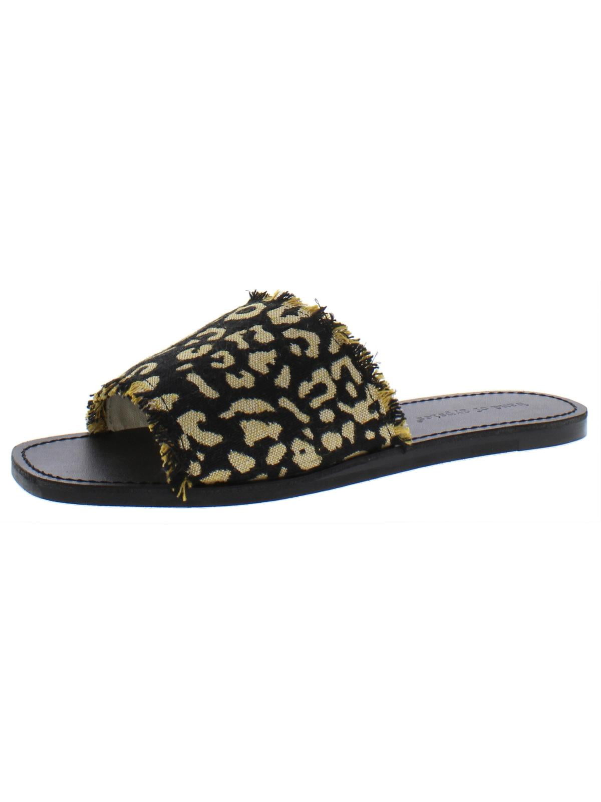 leopard slip on sandals
