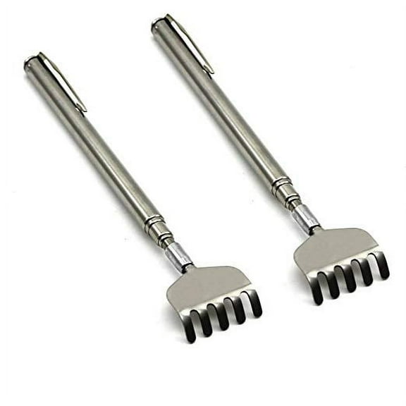 Amerteer 2Pcs Telescoping Back Scratcher Extendable Metal Telescopic Massager Extends Backscratcher
