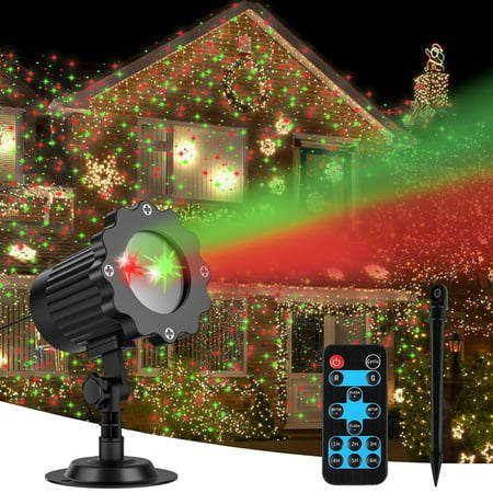 Christmas Projector Lights Outdoor, Star Show Laser Lights Outdoor Projector Lights Spotlight with Moving Red & Green Christmas Decorative Patterns for Holiday Party Garden Landscape Decorations