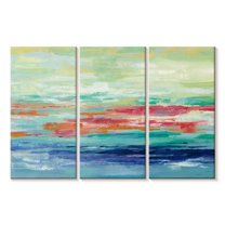 Elephant Stock California Surf Wall Art - Horizontal Multi Panel Canvas - Living Room Wall Decor - Abstract Multi Panel - Turquoise And Blue Decor By Silvia Vassileva - 65" x 42"