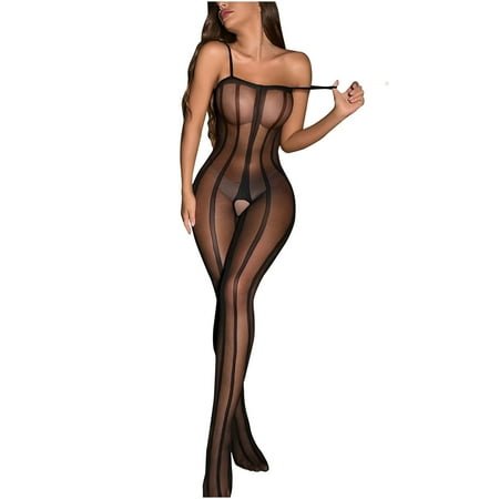 Tao Tao Valentine s Day Chemise Fishnet Body Stockings Sling Floral Stripes Bodystocking Mesh Bodysuit And Thong For Every Sweet Night Black Free Size