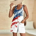 thumbnail image 4 of LangJing Women's Casual Rompers 4th of July Loose Overalls One Piece Sleeveless American Flag Patriotic Printed Wide Leg Short Pant Jumpsuits with Pockets Multicolor,XL, 4 of 6