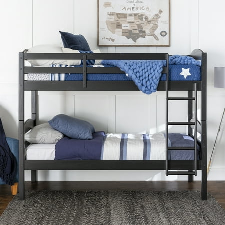 Manor Park Solid Wood Twin Over Twin Bunk Bed, Black