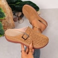 thumbnail image 5 of Purcolt Clogs for Women Comfortable Casual Hollow-out PU Leather Closed Round Toe Arch Support Slip On Flat Shoes Lightweight Memory Foam House Shoes with Buckle, 5 of 9