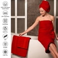 thumbnail image 4 of Melissa Linen, Large Bathroom Towels Set, 3 Pack, Absorbent, Bath Sheet, Hand Towel, Fingertip Towel, Red, 4 of 6