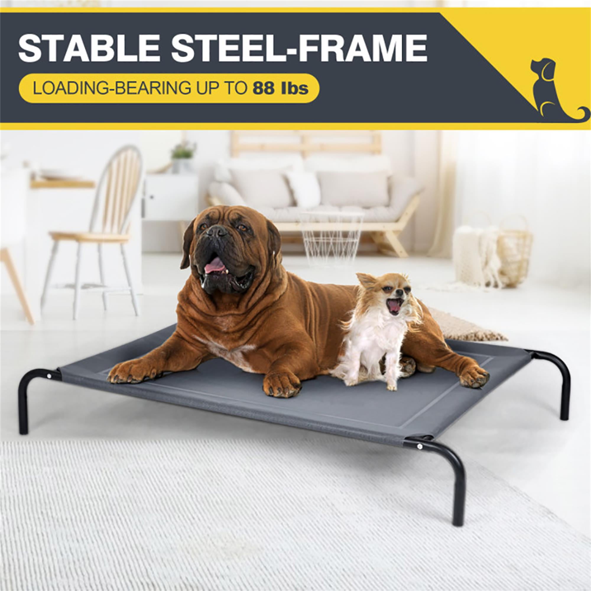Kadyn 43" Indoor Elevated Dog Bed with Metal Frame, Original Outdoor Cooling Camping Pet Beds Dog Cot Mat, Gray