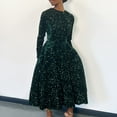 thumbnail image 3 of AURA Women’s Sequin A-Line Dress Round Neck Long Sleeve High Waist Mid-Length Zipper S-XXXL, 3 of 7