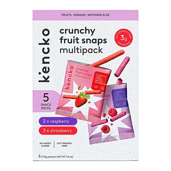 Kencko StrawRasp Fruit Snaps Variety Pack, Freeze Dried Snacks, 5 x 0.35 oz Snack Packs