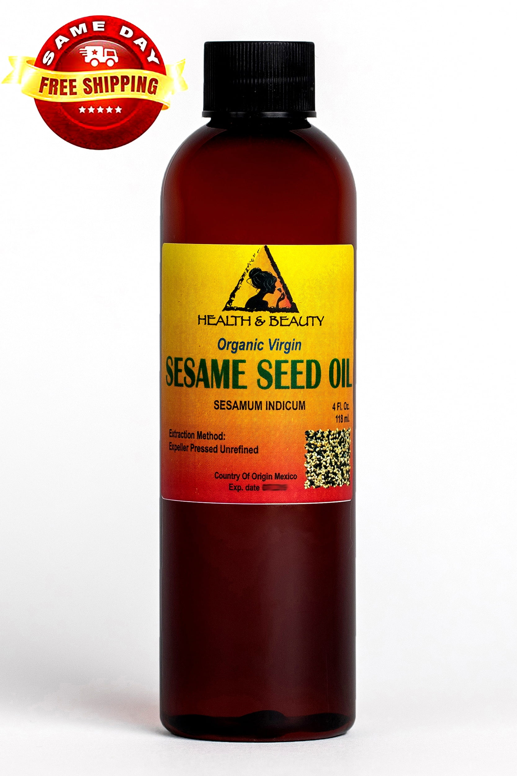 SESAME OIL UNREFINED ORGANIC CARRIER EXPELLER PRESSED VIRGIN RAW PURE 4 OZ
