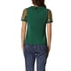 thumbnail image 3 of TOP INSPIRADOR CHIC para Mujeres Cuello Peter Pan Manga Puff de Malla Blusa Vintage con Lunares L Verde Oscuro, 3 of 6