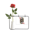thumbnail image 1 of Heart K Playing Cards Pattern Artificial Rose Flower Hanging Vases Decoration Bottle, 1 of 3