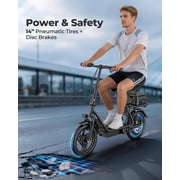 Adults Electric Scooter with Seat, 500W Motor, 22MPH, 27/40 Miles Range, Dual Suspension, Foldable Commuter E Scooter with Brasket for Daily Commute, Grocery, or Pet Travel