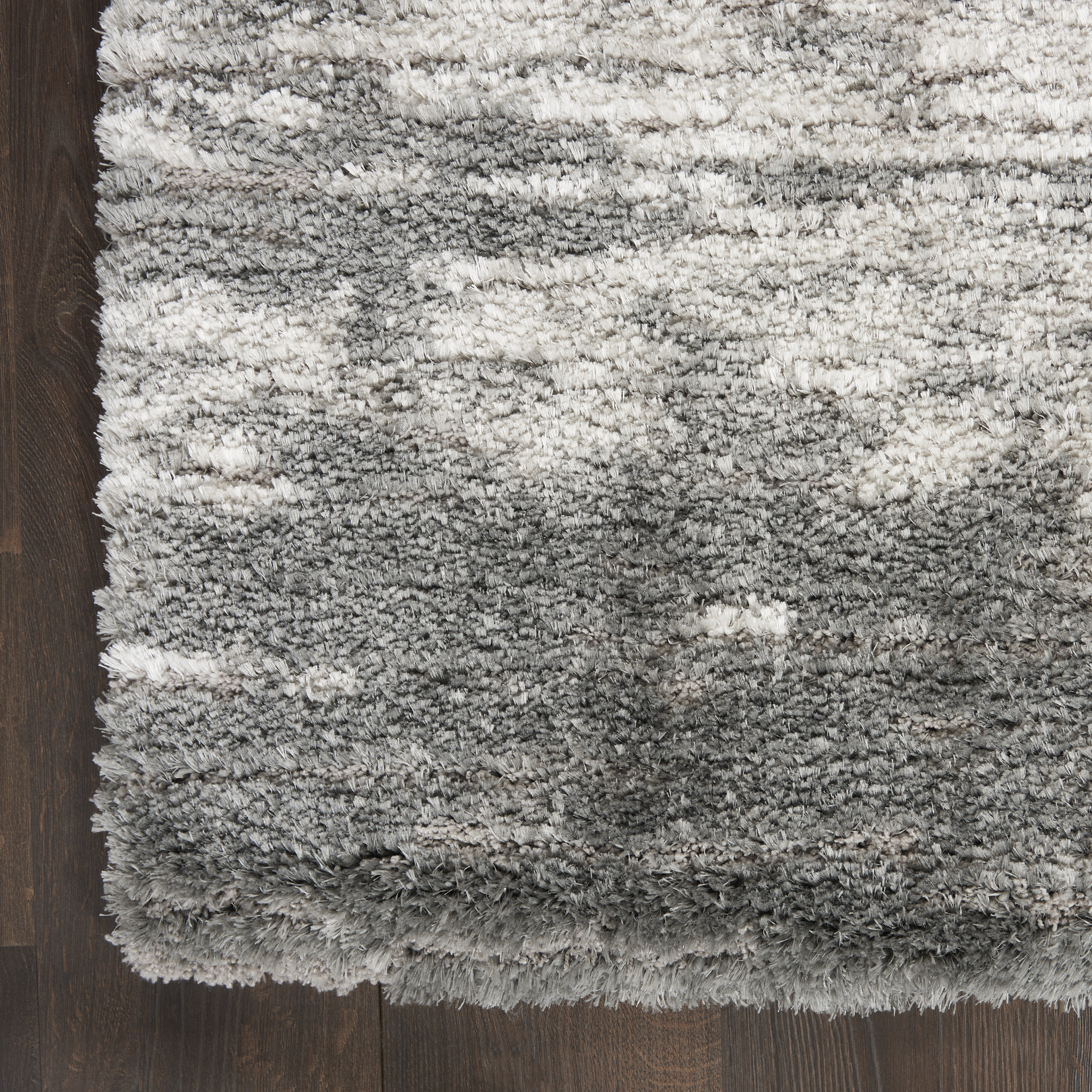 Nourison Dreamy Shag Abstract Contemporary Charcoal/Ivory 4' x 6' Area Rug