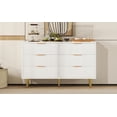 thumbnail image 3 of Modern 6-Drawer Dresser with Metal Legs and Handles - White Bedroom Storage Cabinet with Vertical Stripe Finish, 3 of 9
