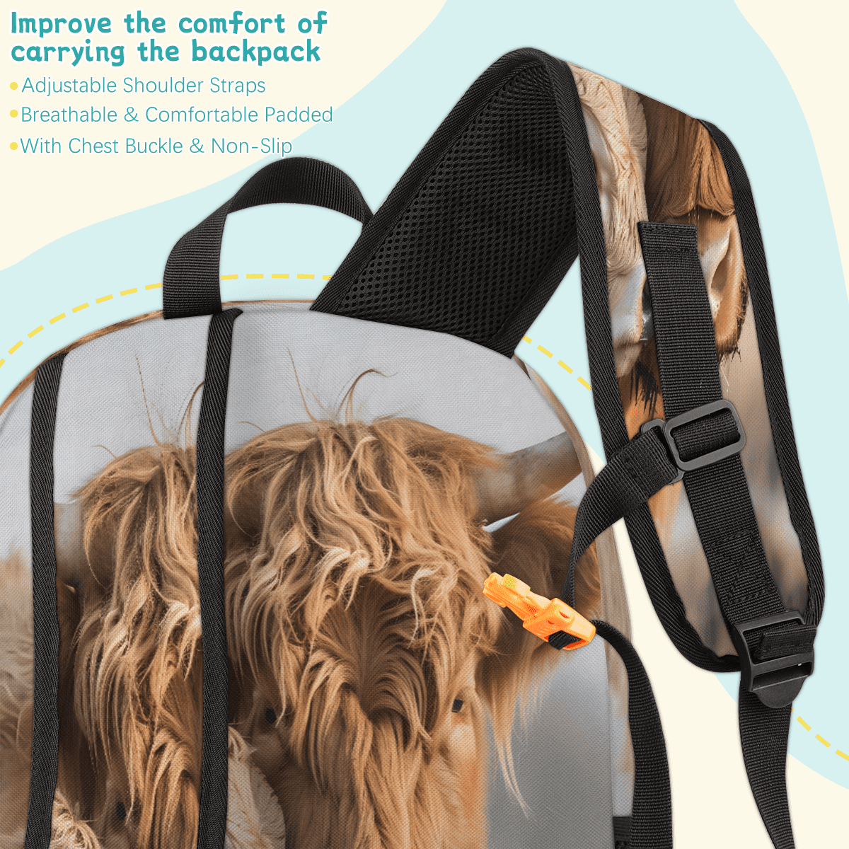 Herdesigns Farmhouse Highland Cow Laptop Backpack for Women Men, 18.3 Inch Large Computer Backpacks Fashion Teacher Nurse Bag Casual Daypack for Work Travel